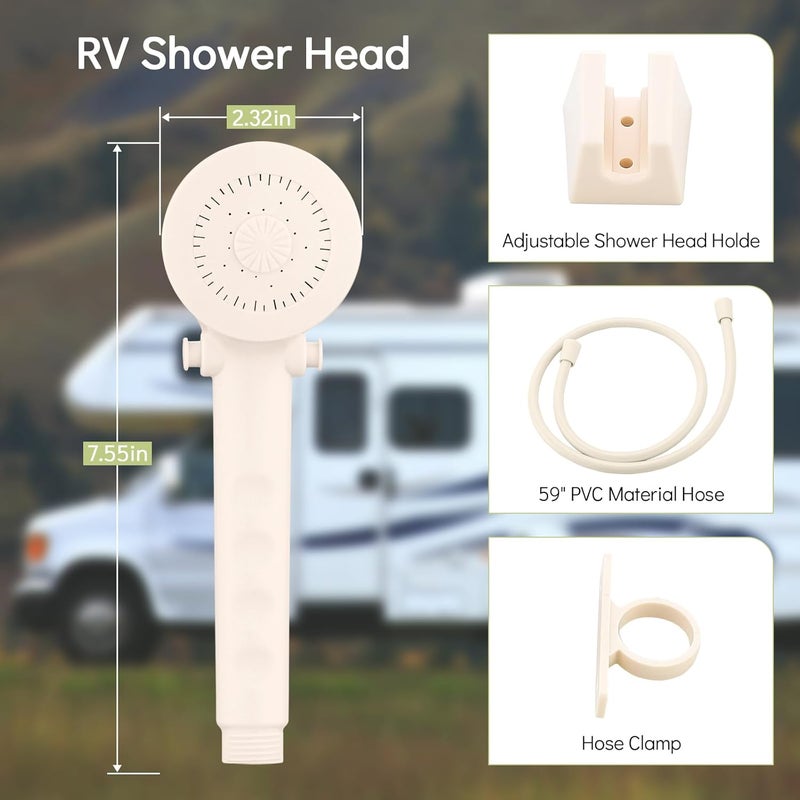 gcbcrit RV Shower Faucet with Hose and Head, RV Outdoor Shower Kits, RV Tub Faucet with Shower Diverter Outdoor Shower Kit Fits for RV/Campers,Travel Trailer,Motorhome (Bathtub Faucet Kit, Milky White) - Image 2